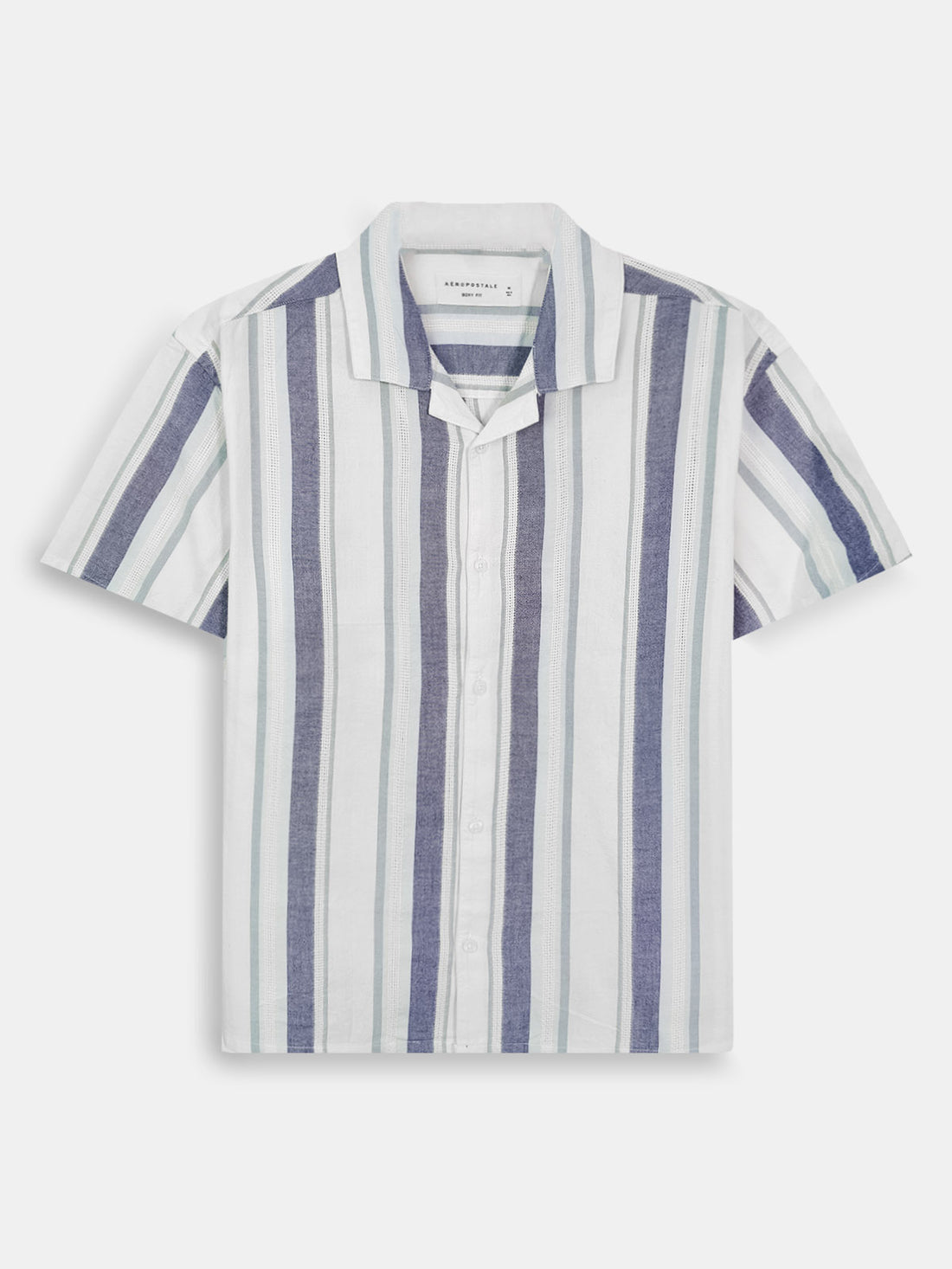 Aeropostale Men's Striped Short Sleeve Resort Shirt
