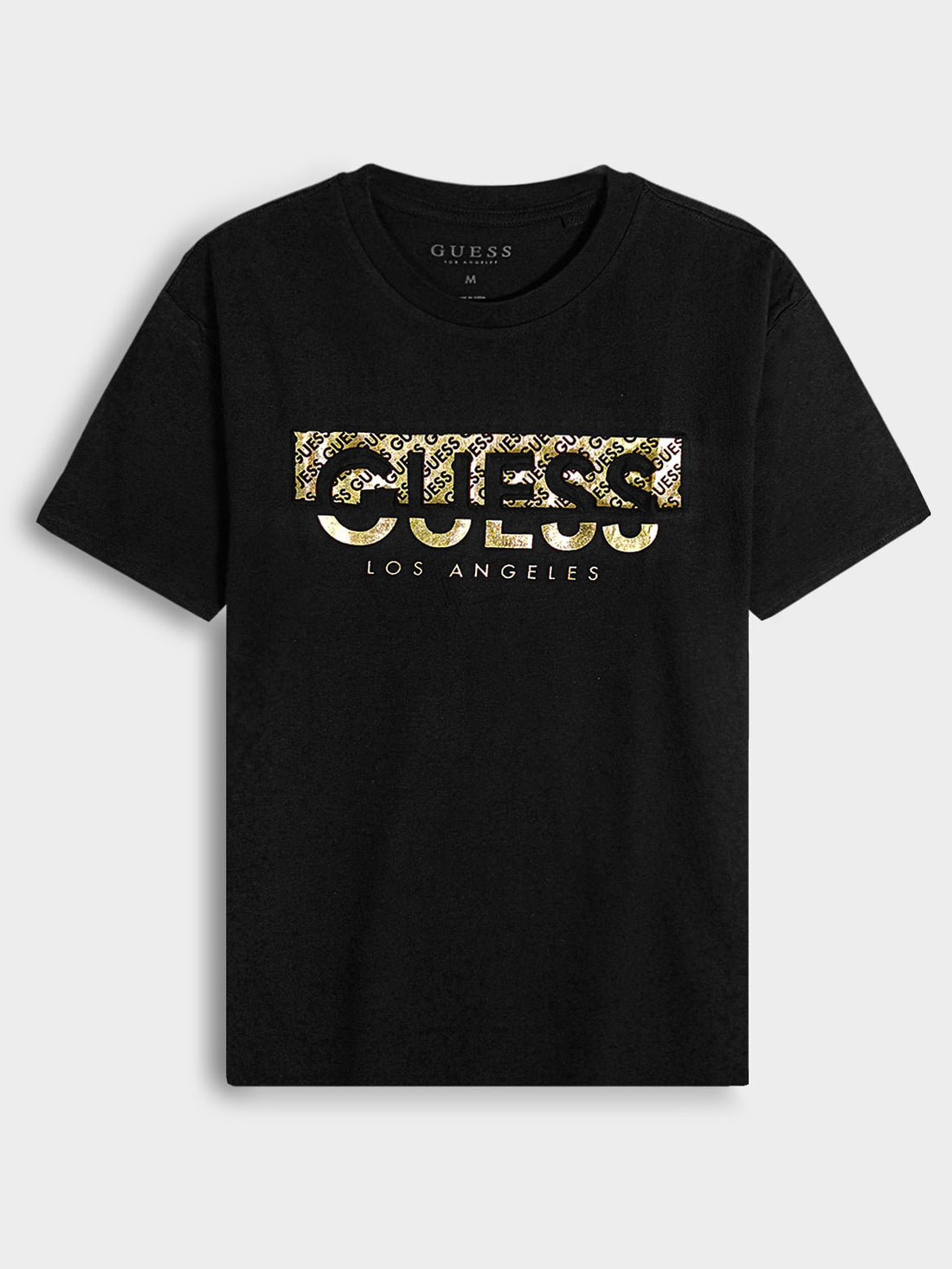 Guess Men Black Box Logo Gold Foil T-Shirt
