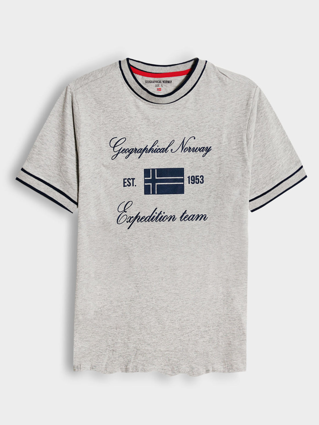 Geographical Norway Men Grey Melange Expedition Team T-Shirt
