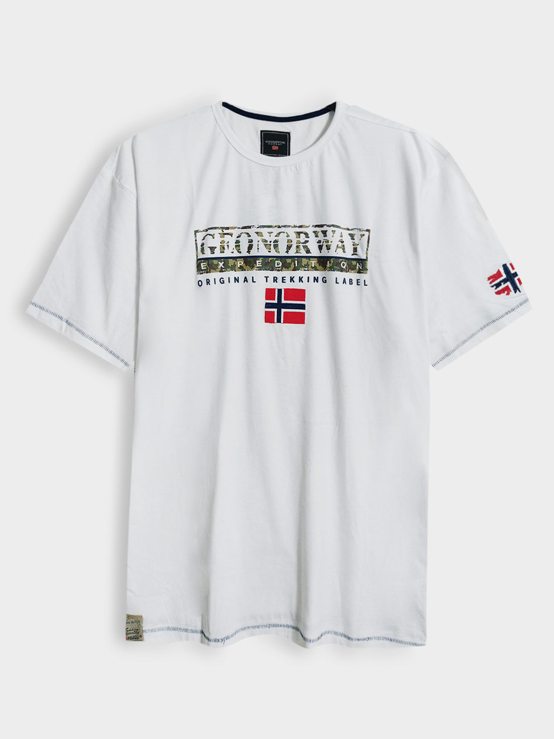 Geo Norway Men White Trekking Label T-Shirt