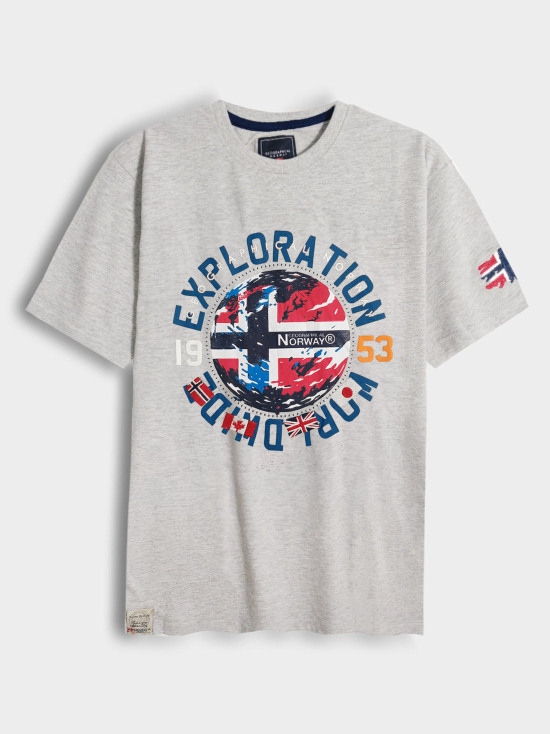 Geographical Norway Men Grey Exploration Worldwide T-Shirt