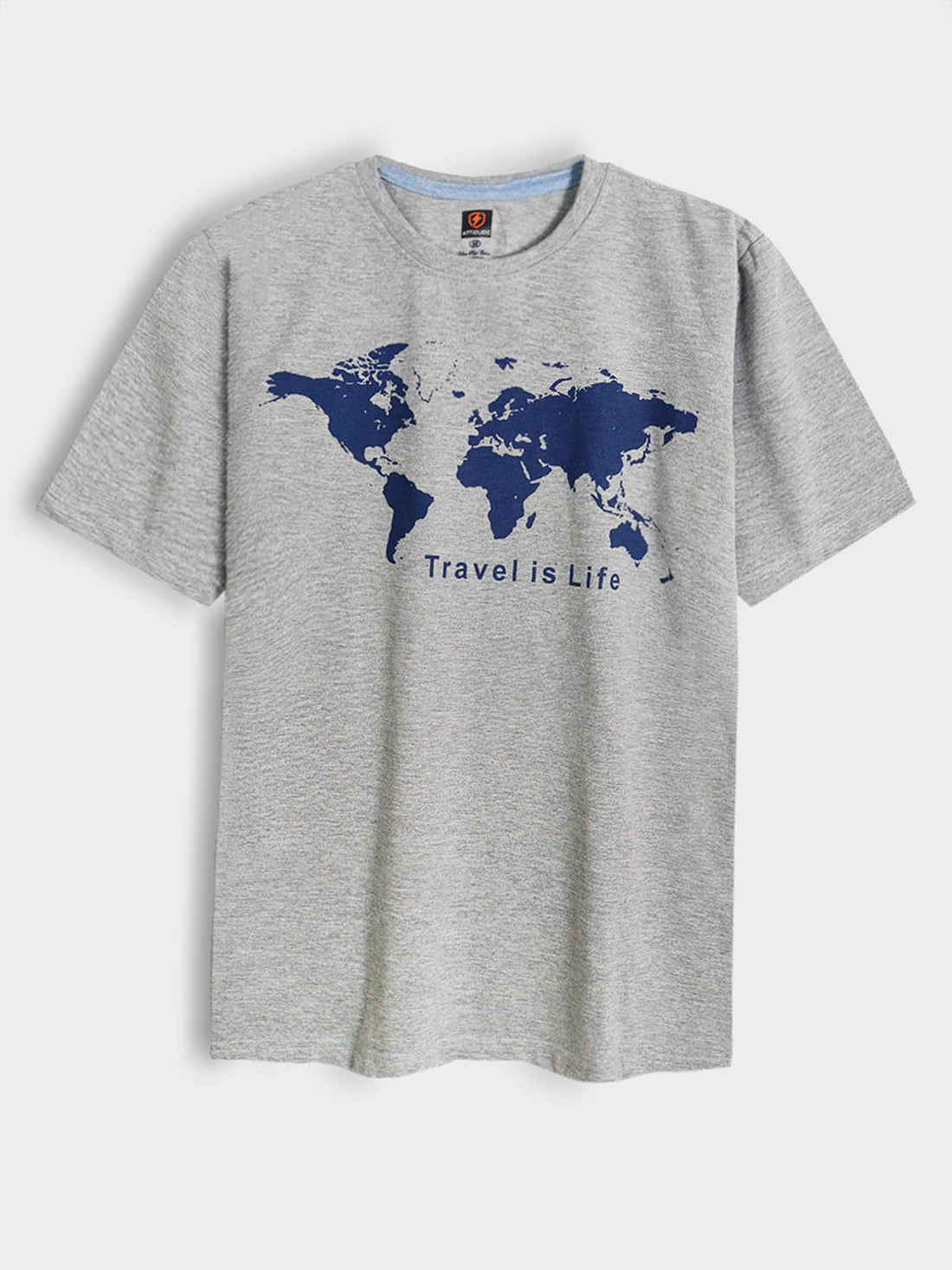 Travel Is Life Grey World Map T-Shirt