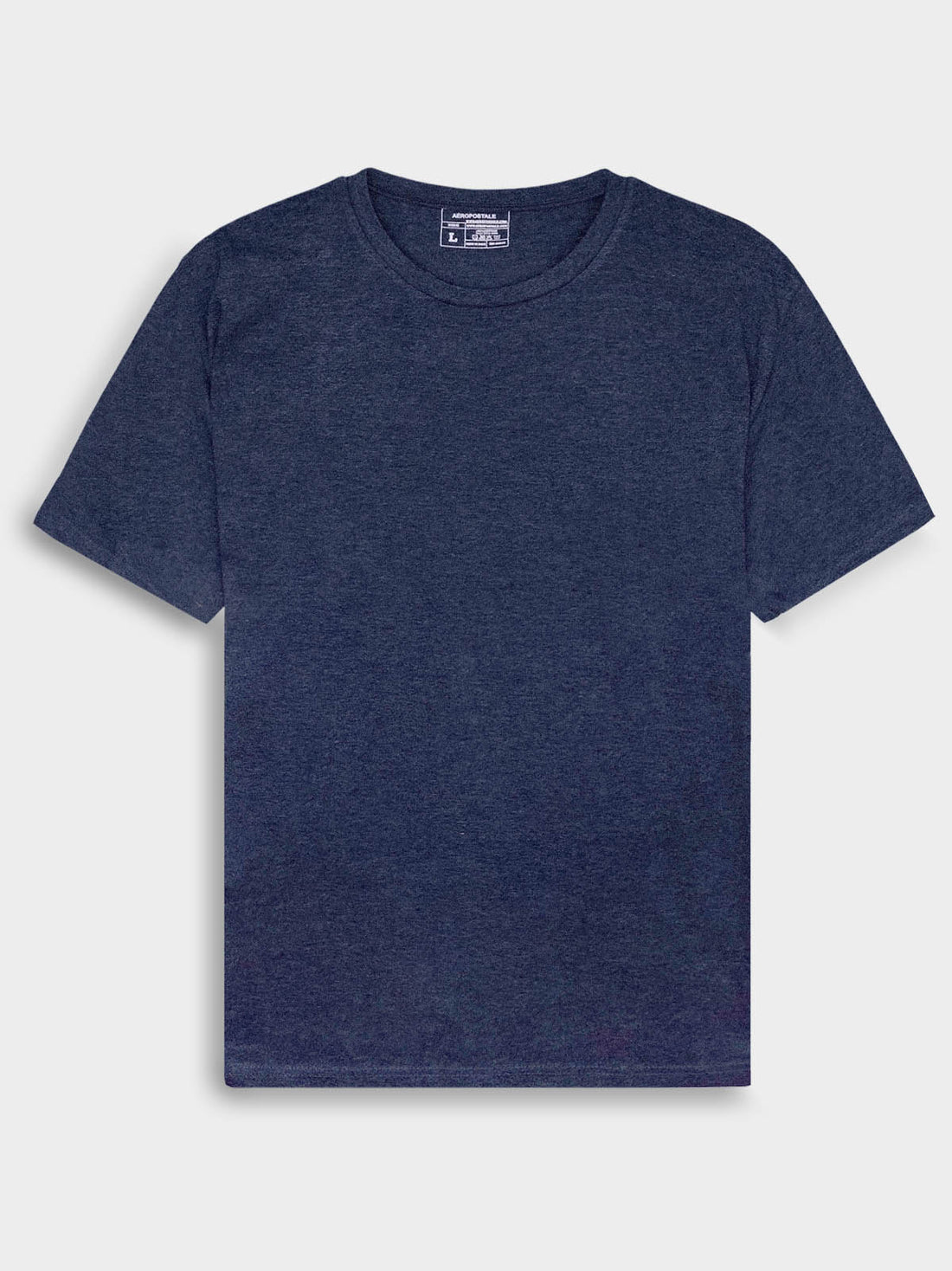 Aeropostale Men Navy Blue Melange Plain T-Shirt