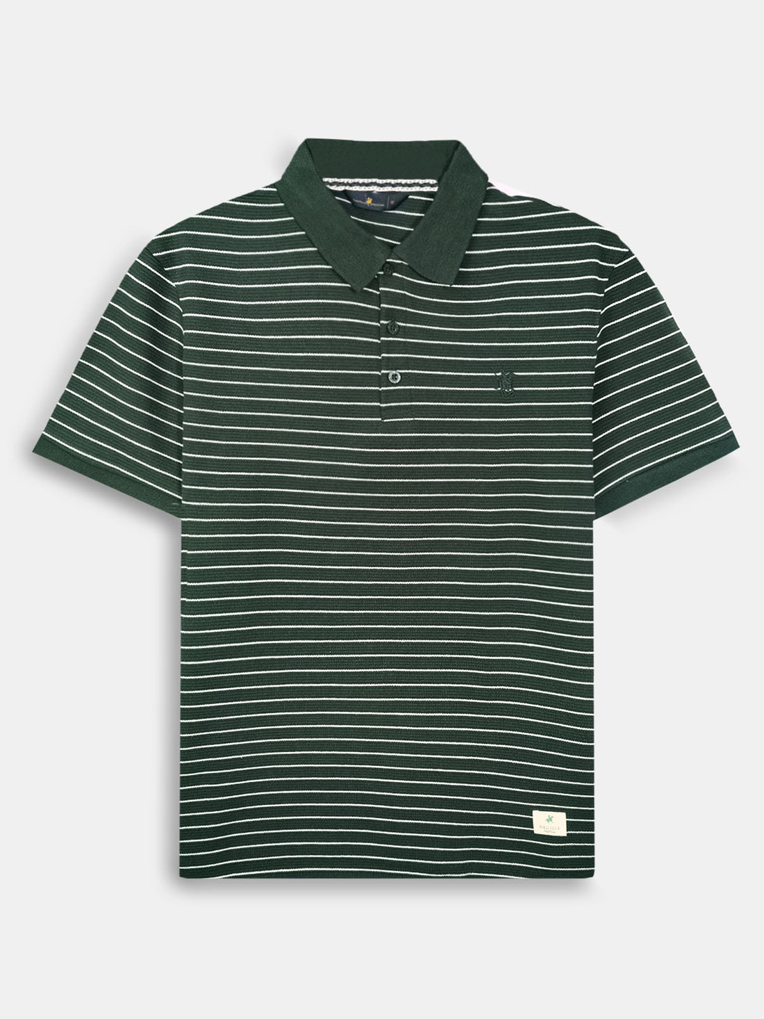Pacific Polo Association Men Hunter Green Striped Polo Shirt